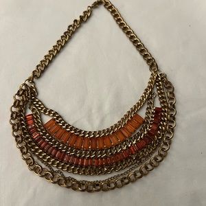 Multi-Strand Coral and Gold Necklace